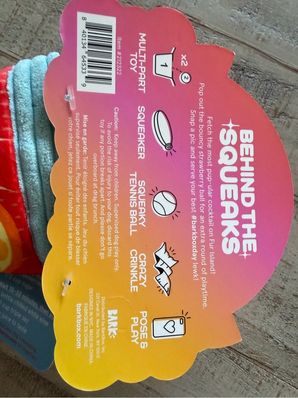 BarkBox Rainbow Sangrrria Dog Toy